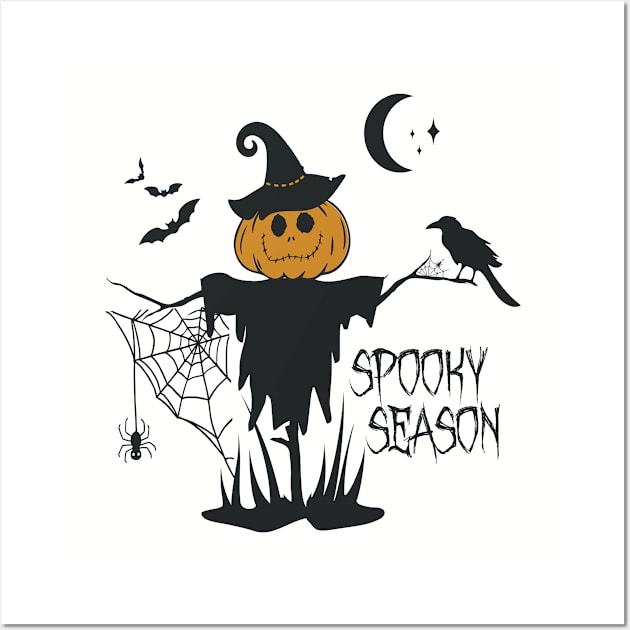 Halloween Pumpkin Headed Scarecrow Wall Art by studioaartanddesign